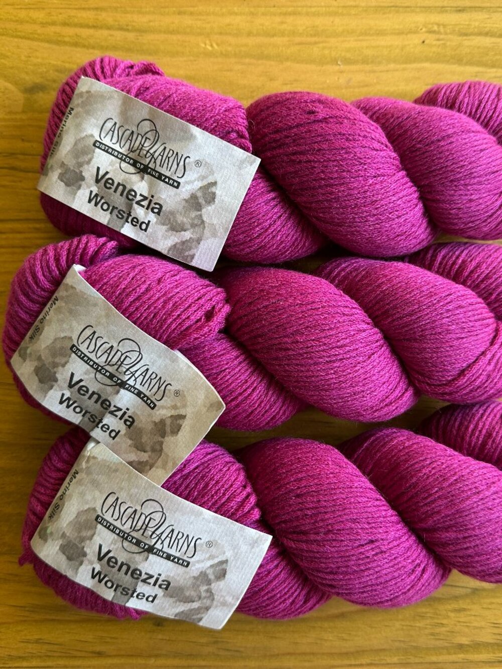 Lot of 3 Cascade Yarns Venezia Worsted - Pink 175 (70% Merino / 30% Silk)